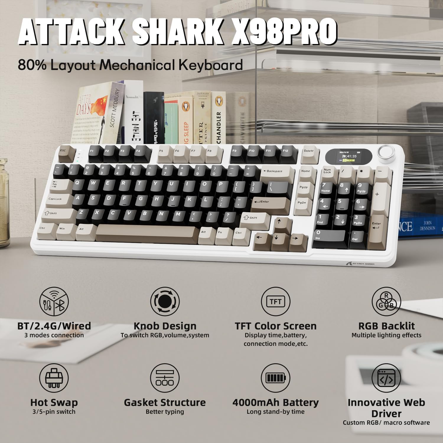 Gaming Keyboard And Mouse Set - Беспроводная механическая клавиатура ATTACK SHARK X98Pro