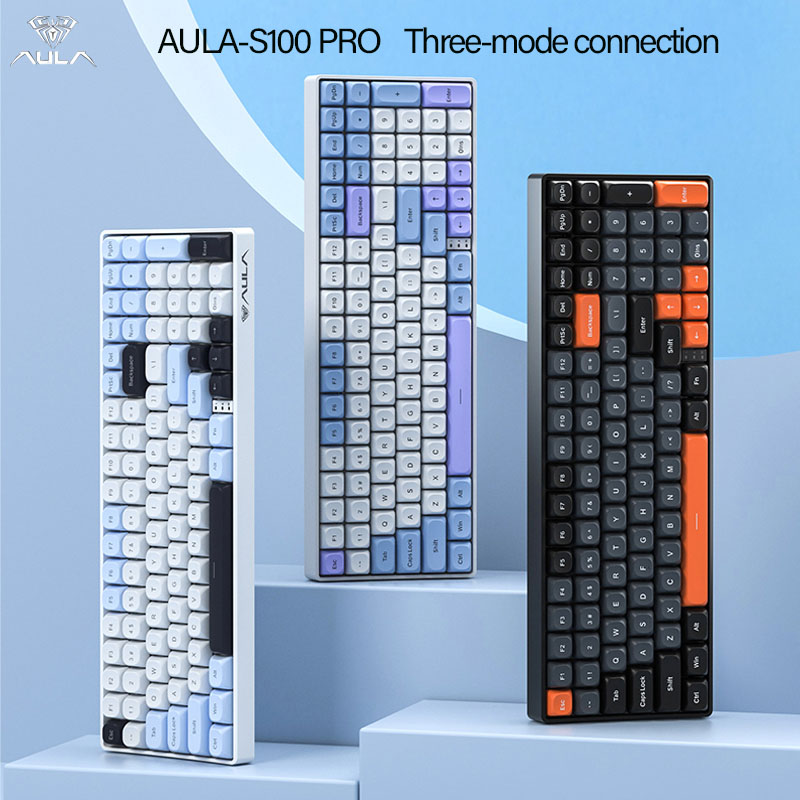 Gaming Keyboard Hot Swappable - Беспроводная механическая клавиатура AULA S100Pro, три