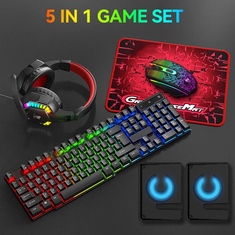Gaming Keyboard Mouse Set - Игровой набор 5-в-1: клавиатура, мышь с